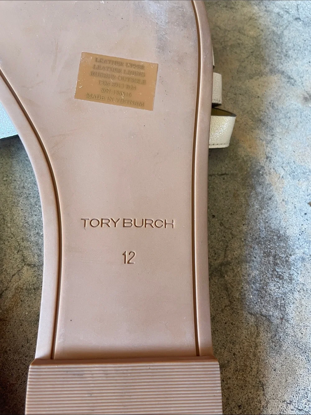TORY BURCH Women's INES Cream Leather Slide Sandals Size 12 - Picture 8 of 9